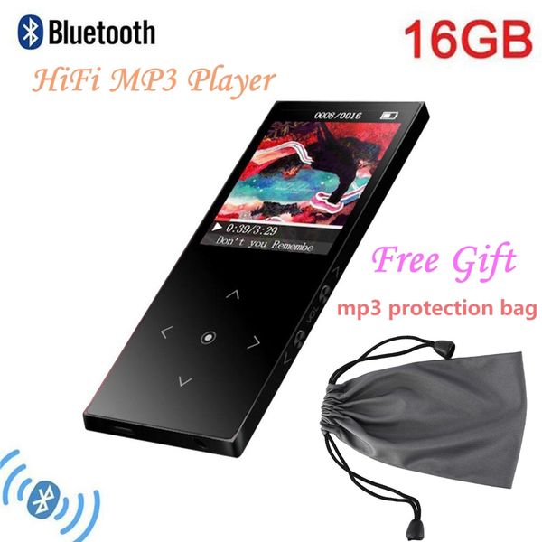 

bluetooth4.1 mp3 player 16gb touch button lossless music player ultra-thin metal case 1.8-inch hd screen with fm radio, recorder