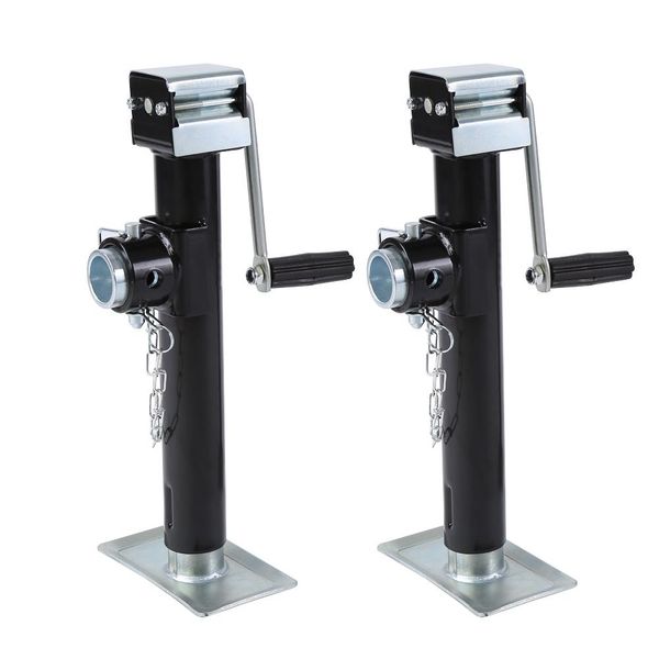 

2pcs 1000kg trailer jack pipe mount side wind drop leg black