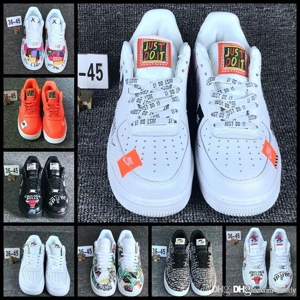 

2018 New Casual Mens Womens Running Shoes 1 Men White Orange Brand Sneakers Forcing Trainers One Sports Designer Zapatos