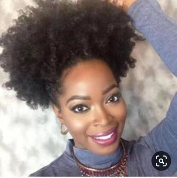 Natural Curly Human Hair Ponytail Hair Extension Big Afro Puff