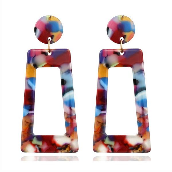 

new fashion punk jewelry simple acetate geometric earrings square rectangle resin acrylic earrings for women mix colors lx, Silver