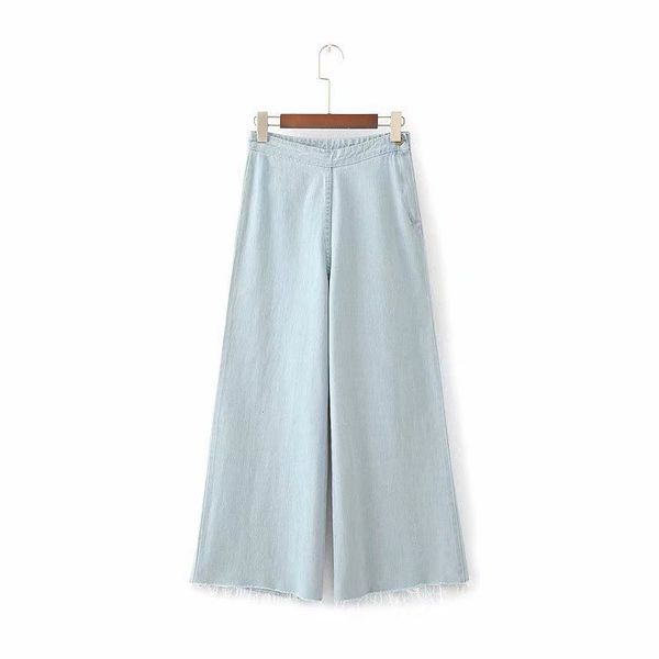 

c1-9882 summer new products versatile retro jeans high-waisted slimming wide-leg trousers amazon, Blue