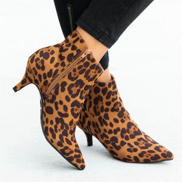 

size 35-50 nice new europe style ankle boots women autumn wild leopard party club shoes woman high heels ladies dress boot, Black