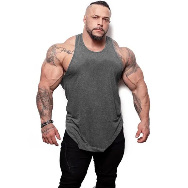 

brand bodybuilding tank summer solid color men tank gym clothing cotton streetwear fitness mens tank workout sleeveless shirt, White;black