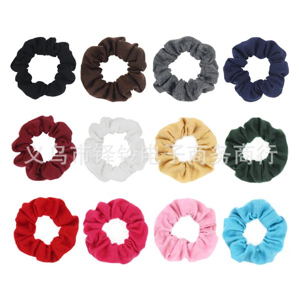 Women Girls Cotton Solid Sugar Color Cloth Elastic Ring Hair Ties