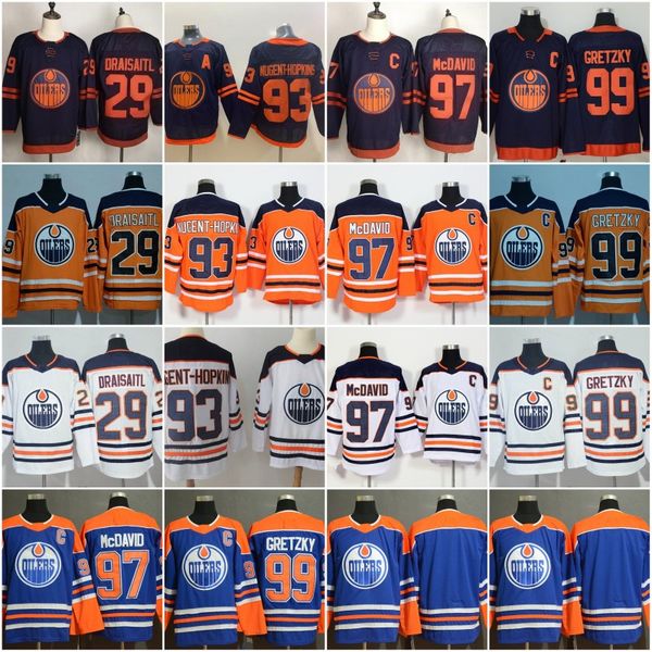 

edmonton oilers fanatics branded home breakaway jerseys 97 connor mcdavid 29leon draisaitl 74ethan bear 93ryan nugent-hopkins hockey jerseys, Black;red