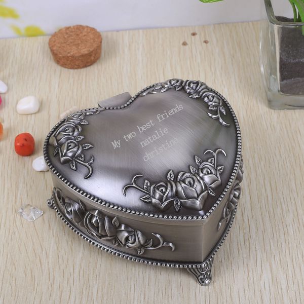 

creative personality princess retro tin metal heart-shaped jewelry box european jewelry box receive boxes