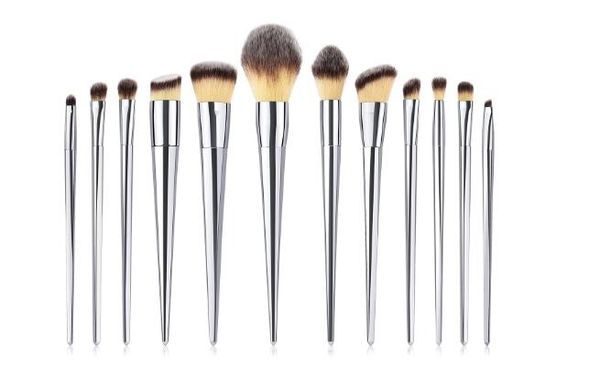 

beauty tools classic 12pcs makeup eye brushes set silver plastic handle brush