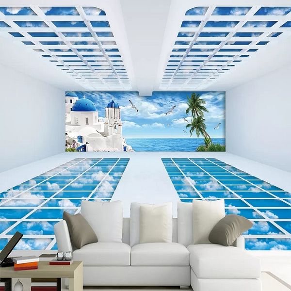 

пользовательская большая настенная 3d обои современное творческие 3d пространство расширяется, живущая комната настенных тв обратно декор ст