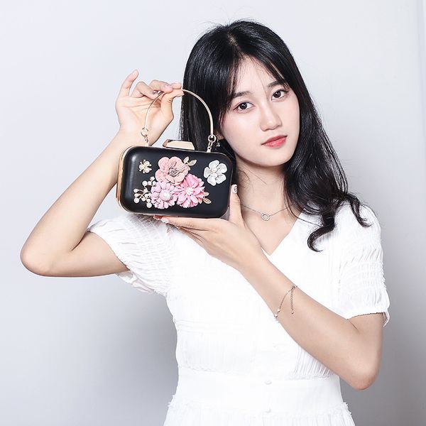 

цветок ужин сумка бисером клатч алмазный жемчуг вечерний банкет маленькая квадратная цепочка