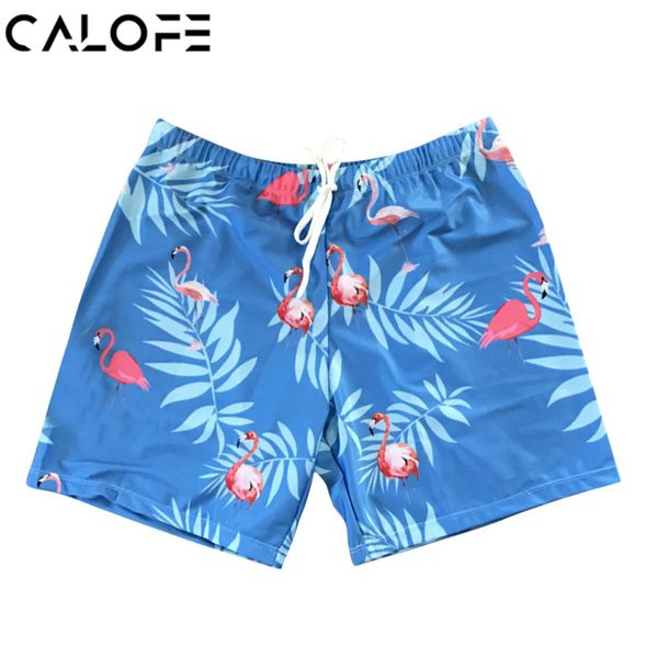 

2018 men's beach shorts pink flamingos board trunks printed swimwear surfing shorts trunks male boys swim de bain homme