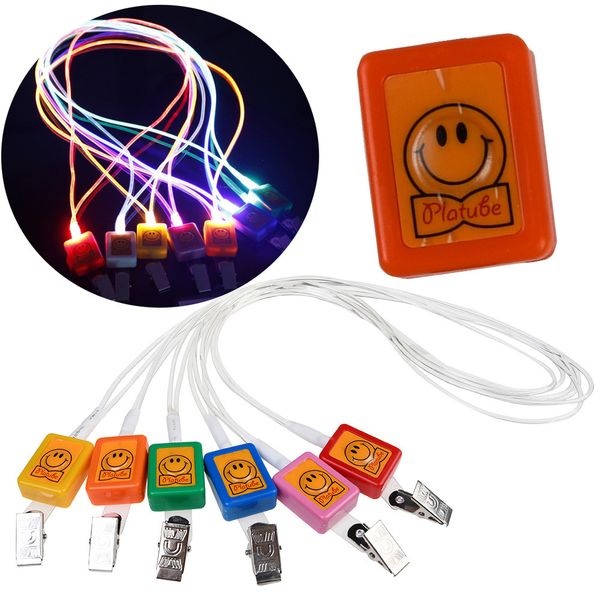 

led smile face light neck strap lanyard keychain card key hanging rope child gift