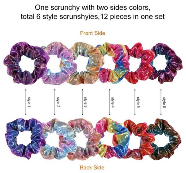 

scrunchie glitter hair ties for girls hair ponytail holders rope colorful elastic hair bands for women hairs accessories dhl zfj575, Slivery;white
