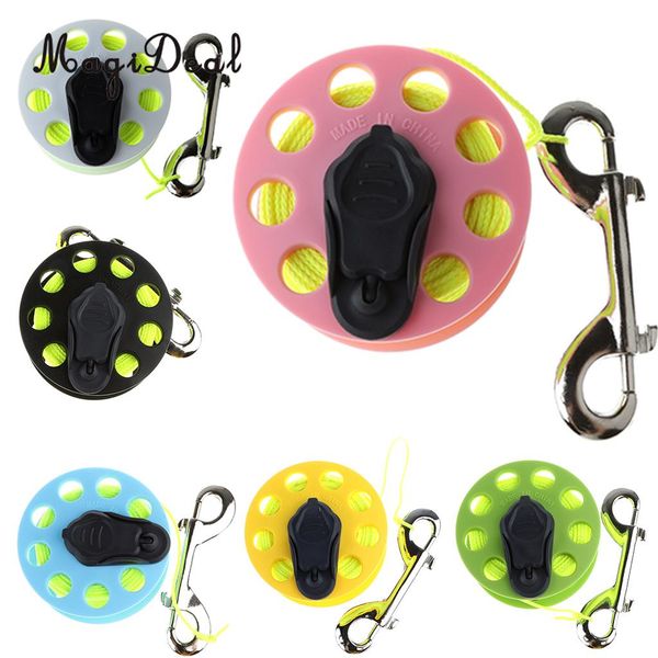 

100ft 30m underwater scuba cave wreck diving dive compact finger reel spool with double ended clip and handle - yellow line