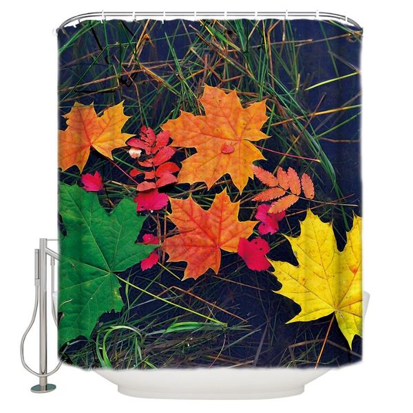 

colorful leaves on the pond polyester fabric shower curtain