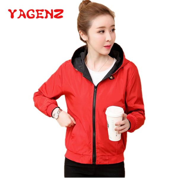 

yagenz spring thin jacket women plus size m-4xl fashion hooded basic coat bomber jacket long sleeve coats casual outerwear 376, Black;brown