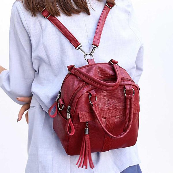 

backpack women pu leather female teenager school bags mochila feminina rucksack mochilas mujer 2018 black wine red