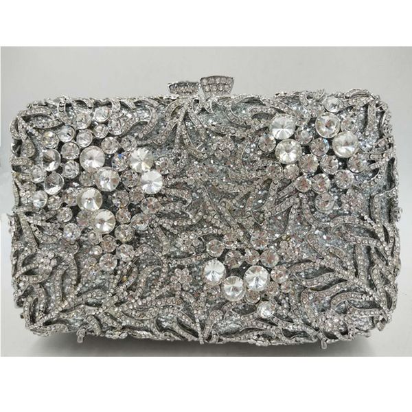 

new fashion flower crystal clutch handbag and purse clutches wedding bags bag for women 2020 hollow out bridal tote bag