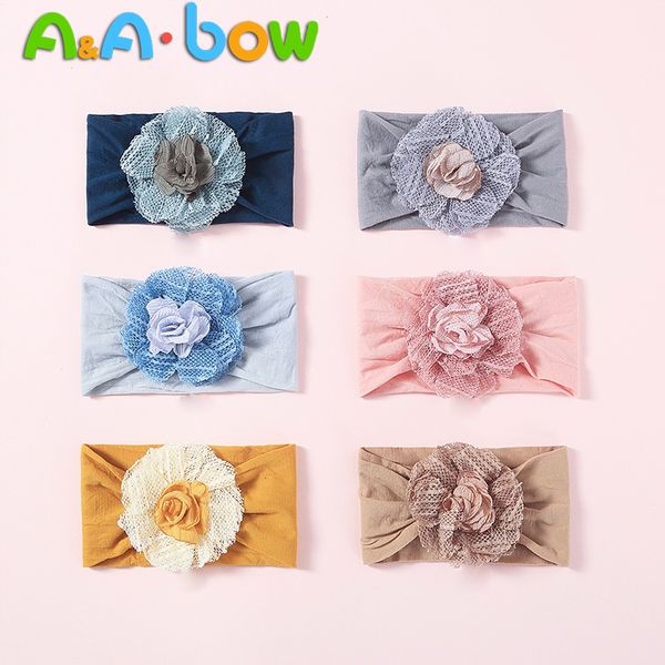 

1pcs baby headbands soft stretchy bow hairband for baby girls elastic traceless head wrap solid flower decor hair accessories, Slivery;white