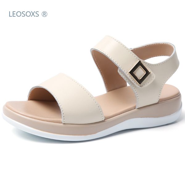 

sandals women's summer flat shoes 2020 new style simple genuine leather flat heel tilt heel fashion students women's shoes, Black