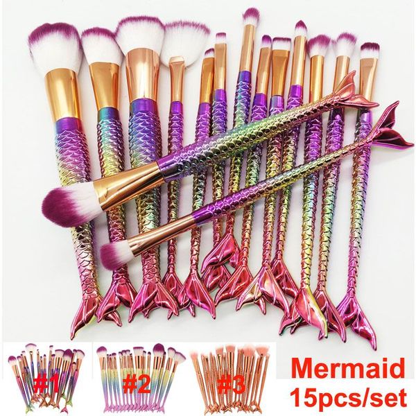 

набор косметических кисточек для макияжа набор из 15 штук кисточка для русалок тени для век кисти для пудры контурная основа для бровей кист