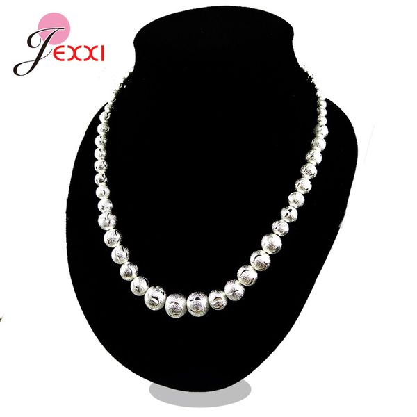 

new fashion big round beads necklaces for women girls 925 sterling silver bohemia style fashion jewelry necklaces for birthday