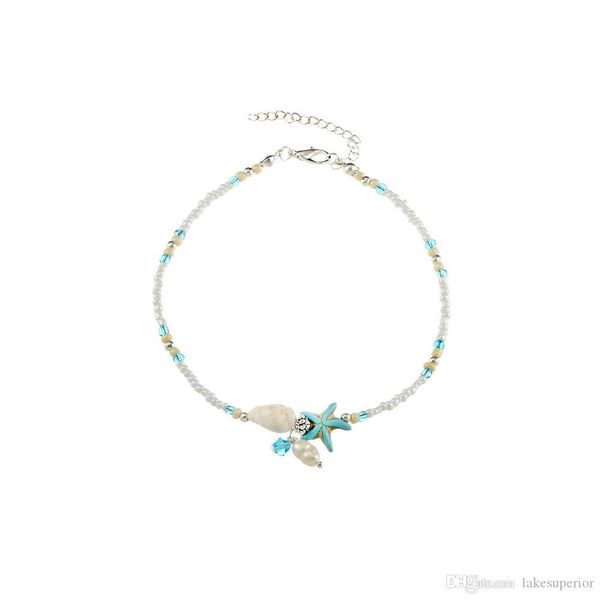 

women girls conch starfish beads anklets chain adjustable boho beach anklets fashion accessories gift for love ing, Red;blue