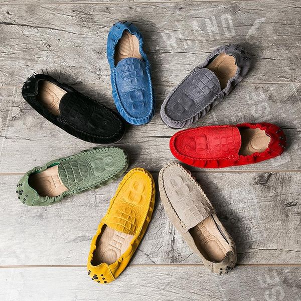 

gnome slip on suede boat loafers men casual shoes brand designer man's footwear flock driving shoes men breathable moccasins, Black