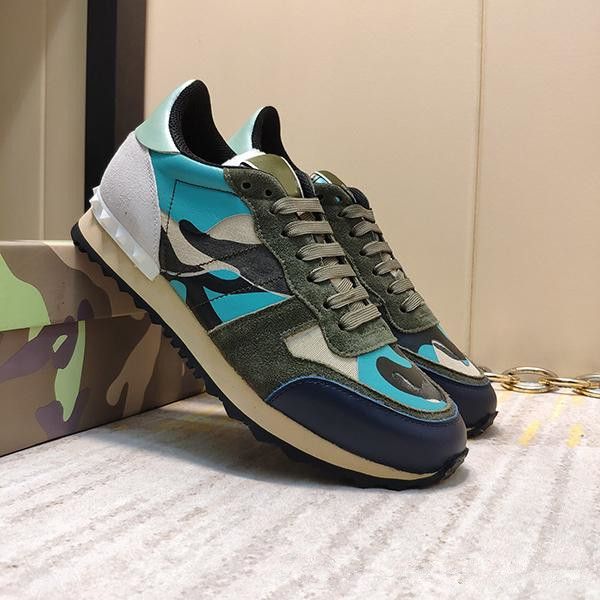 

оригинальная коробка] высокое качество мода рок бегун камуфляж кожаные кроссовки обувь мужчины, женщины рок шпильки на открытом воздухе слу, Black