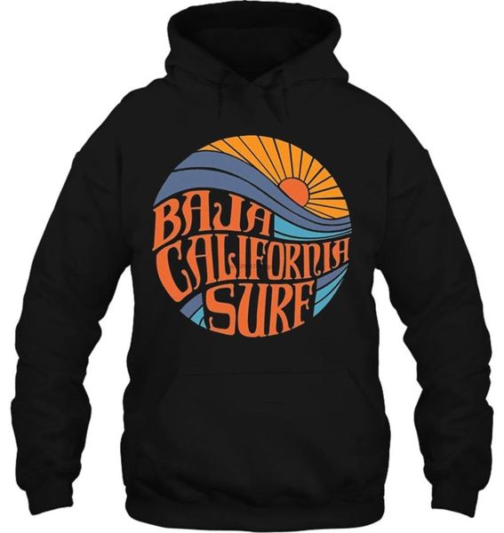 

men hoodie baja california surf beach and sun fashion women streetwear, Black