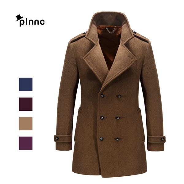 

2016 brand autumn winter keep warm fashion overcoat turn-down collar woolen coat luxury men formal windbreaker, Black