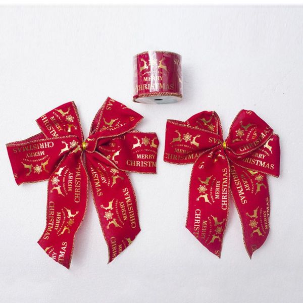 

2018 new 8.8ft merry christmas deer printed decorative ribbon for xmas tree ornaments gift packing wrapping festival party decor