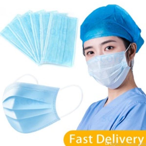 

in stock dhl non woven disposable face mask 3 layers earloop anti-dust anti-virus face masks shipping within 24hours