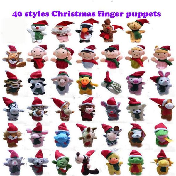 

40 designs christmas fingers puppets plush toys santa claus dolls christmas animals christmas characters family fingers sets parent-child t