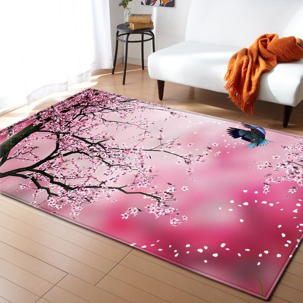 

nordic carpets soft flannel 3d cherry blossoms printed area rugs parlor mat rugs anti-slip large rug carpet for living room