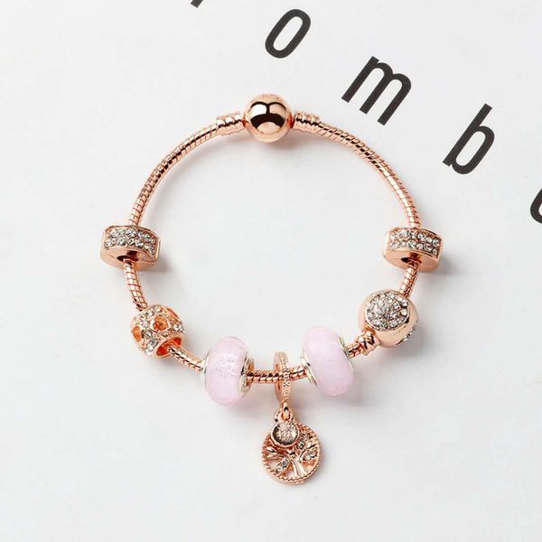 Neue stil lose charme perlen leben baum anhänger armreif rose gold charme armband mädchen frauen geschenk DIY Schmuck Zubehör