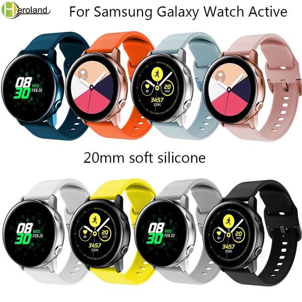 

silicone 20mm watch band for original samsung galaxy watch active band galaxy 42mm gear s2 sport smart wristbands watchstrap hot, Black;brown
