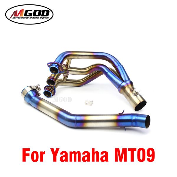 

motorcycle exhaust front muffler full system slip-on link connect tube pipe for yamaha mt09 mt-09 fz09 2014 2015 16 17 18 years