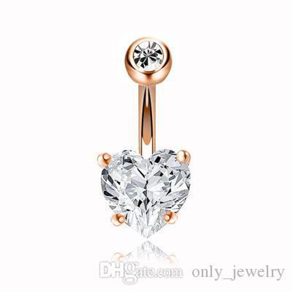 

luxury алмазной любви пупки high grade bling bling gemstone белл кнопка кольцо сердце дизайнерские пупки для женщин нового прибытия, Silver