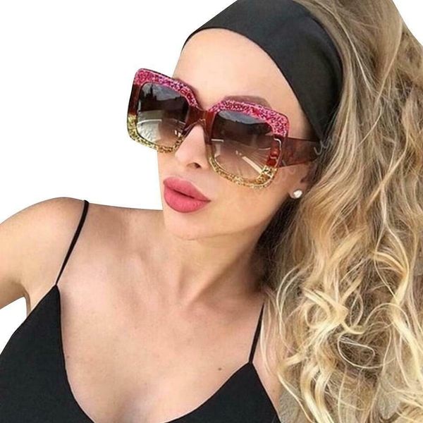 083S 008 54mm Mulheres Negras GG Novo com Etiquetas Caixa Cor Misturada Brilhante Gradiente Óculos de Sol Quadrados Oversized