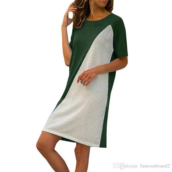 

white panelled woman casual a line dress fashion short sleeve donna tshirt dress brief lady cloth, Black;gray
