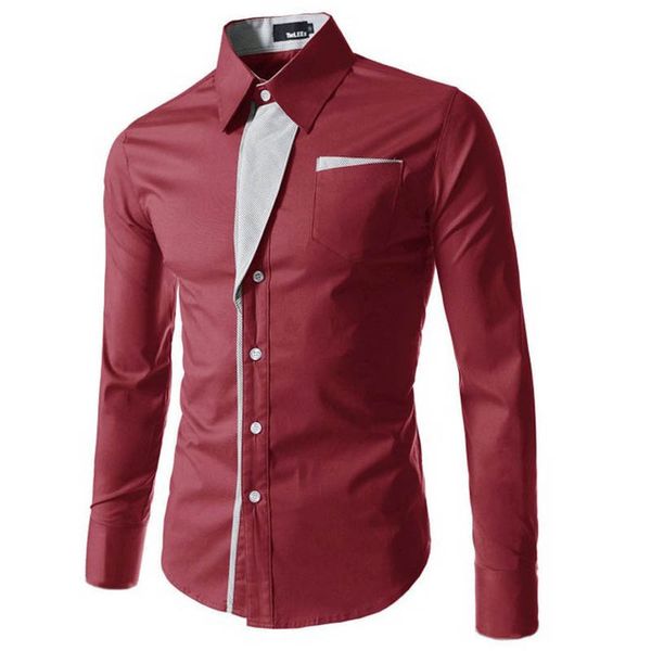 

2019 spring autumn base shirt business british slim trendy patchwork shirt contrast men's long sleeve dress, White;black