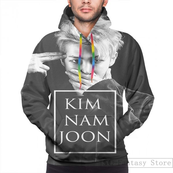 

mens hoodies sweatshirt for women funny kim namjoon print casual hoodie streatwear, Black