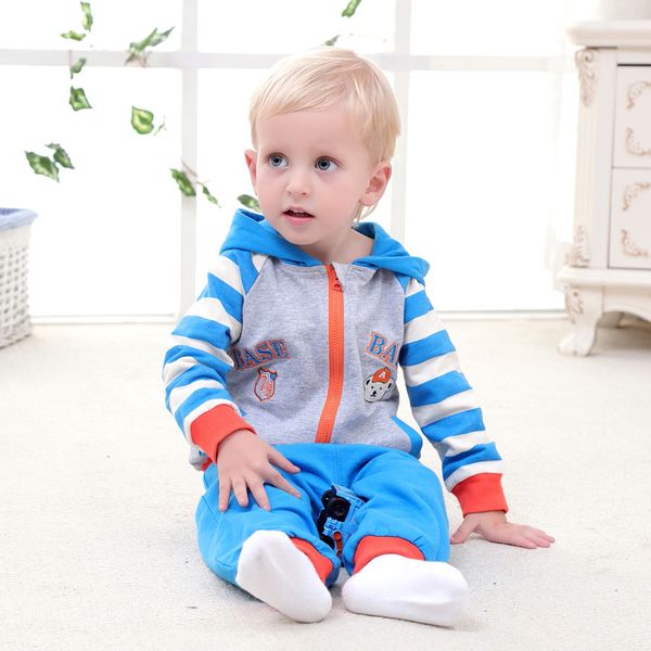 

2019 new baby комбинезон медведь хлопок терри капюшон младенец эпикировка двухсекционная оптовая, Blue