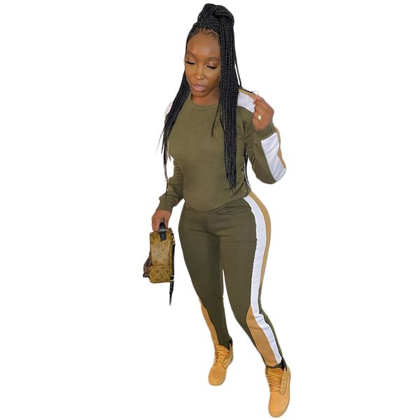 

striped printed womens designer tracksuits 2 piece pants autumn casual slim long sleeved crew neck sports suits fashion womens tracksuit, White