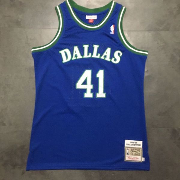 

men dallas mavericks jason kidd dirk nowitzki mitchell & ness blue 1994-95 1998-99 hardwoods classics swingman player jersey, Black;red