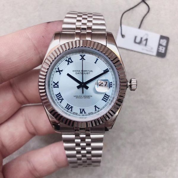

u1 classic ice blue 40mm datejust automatic mechanical movement jubilee bracelet mens diamond fashion wristwatches mens watches, Slivery;brown