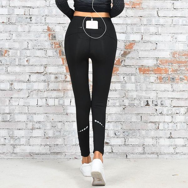 

yoga outfits women's autumn and winter with pockets quick-drying breathable tight fitness outdoor reflective night sports running pants, White;red