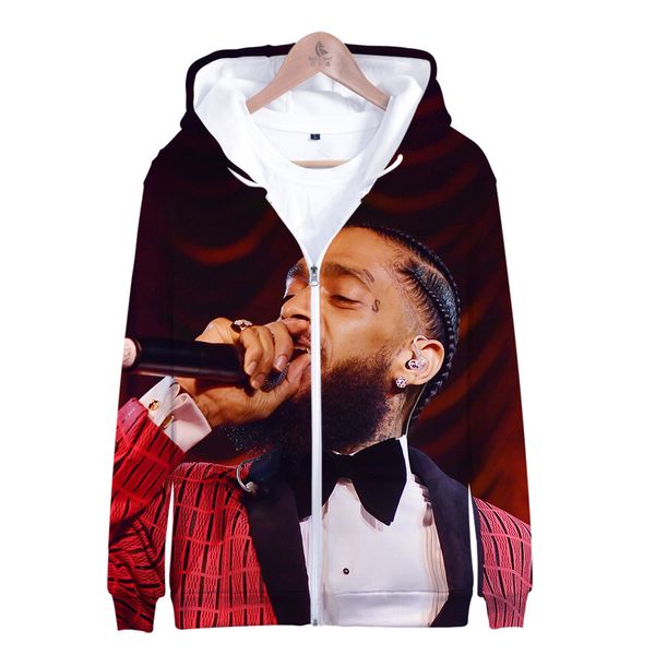 

nipsey hussle hiphop mens cardigans hoodies spring zipper hooded rap 3d printed sweatshirts, Black