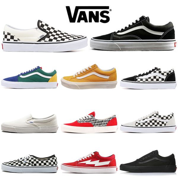 

2020 vans shoes mix checker otw repeat old skool fear of god canvas sneakers triple black white red blue checkerboard skate casual trainers